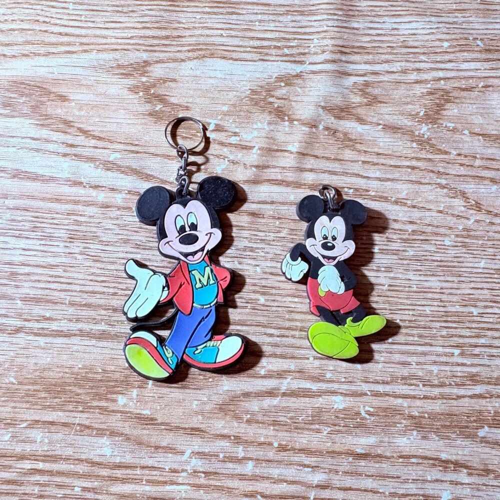 Disney Applause Mickey Mouse Rubber Keychain Running Mint Lot of 2